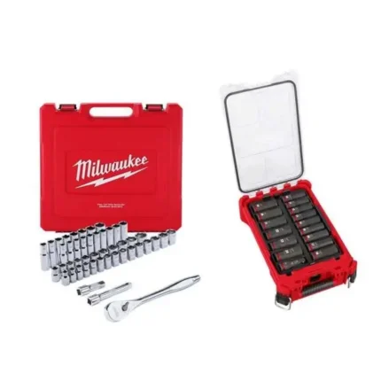 63-Piece PACKOUT-Compatible 1/2-Inch Drive Deep-Well Metric Impact Socket Kit