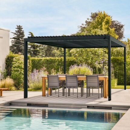 16×10 Sarasota Steel Louvered Pergola