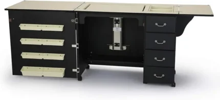 Black Sewing Cabinet – Heavy-Duty Craft Station for Sewing, Quilting, Cutting & Storage with Airlift Mechanism