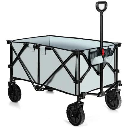 Collapsible Folding Wagon Cart – All-Terrain Universal Wheels, Adjustable Handle & Included Carry Bag