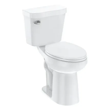 Elongated Two-Piece Toilet — ADA-Compliant Universal Height, 1.28 GPF Siphonic Flush, Soft-Close Seat (Cotton White)