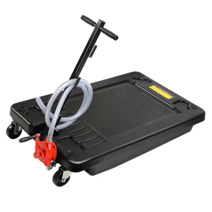 Low-Profile 17-Gallon Oil Drain Pan with Pump – 8-Foot Hose, Ideal for Trucks and Cars